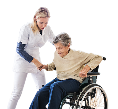 Nurse speaking with an older adult